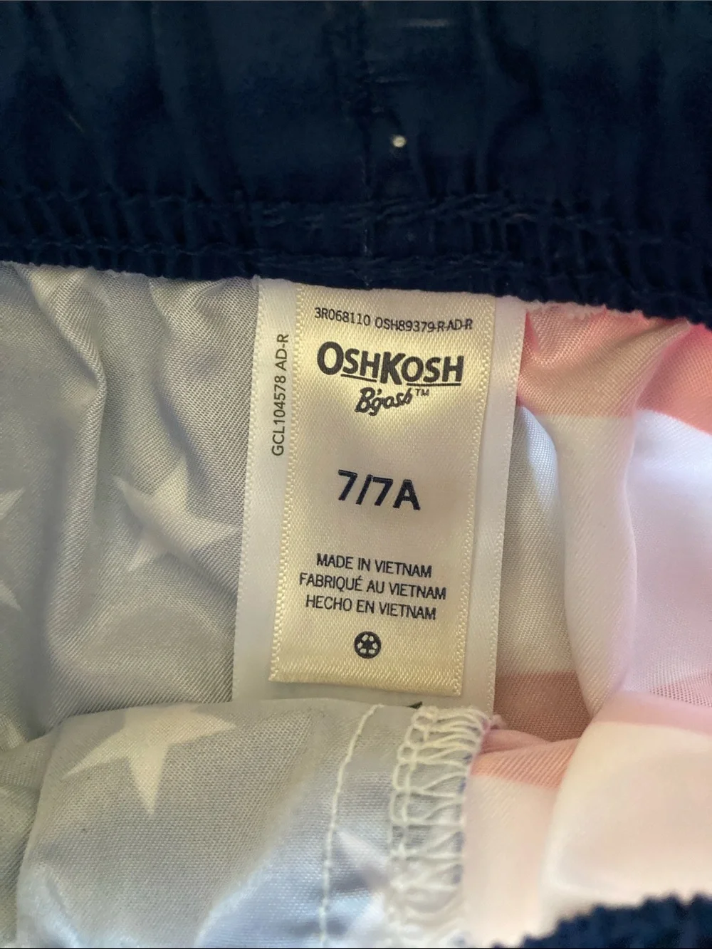 Boys OshKosh red white blue swim shorts size 7